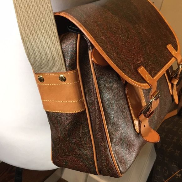 K ETRO Paisley Briefcase Laptop Crossbody Shoulder Bag Front Flap Buckle Closure - Picture 16 of 17